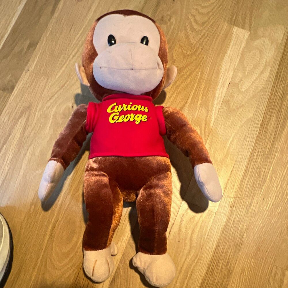 Curious George Monkey Plush Stuffed Animal Brown Red Shirt 16 inches tall